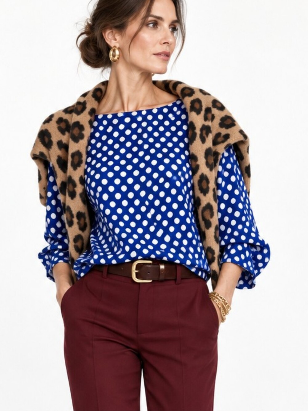 Lilly Pulitzer Blouse Langston Blue Dot Long Sleeve